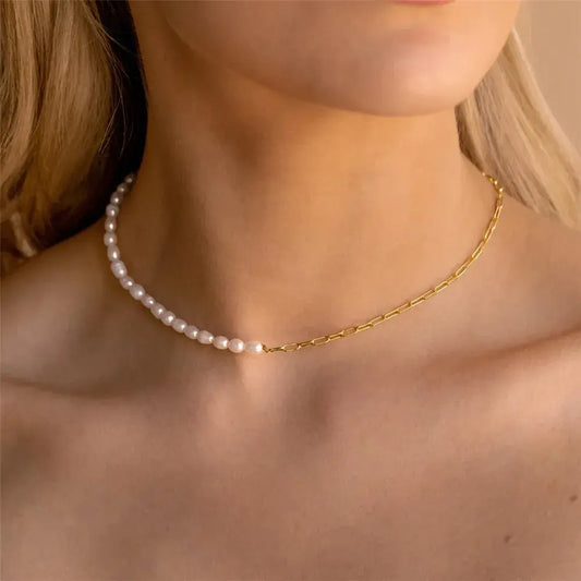 Sterling Silver French Millet Pearl Choker