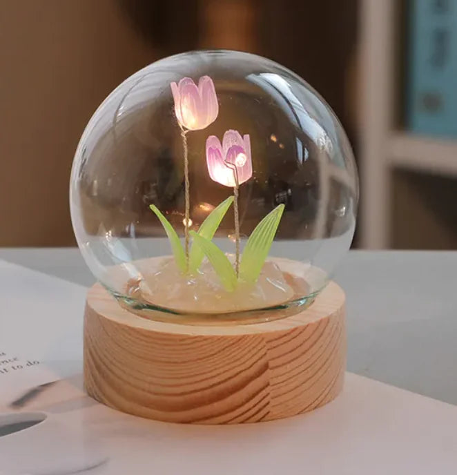 Handmade DIY LED Tulip Flower Night Light – Bedside Table Lamp