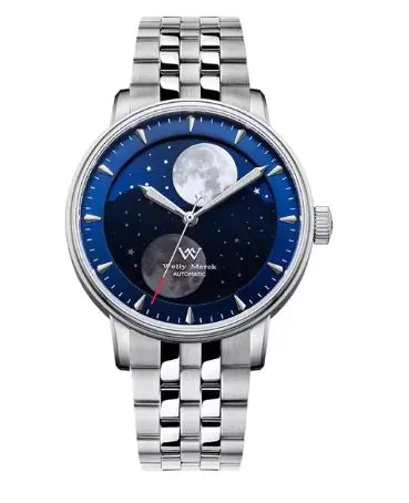 Welly Merck Men's Automatic Moon Phase Watch - Sapphire, Waterproof, Luminous