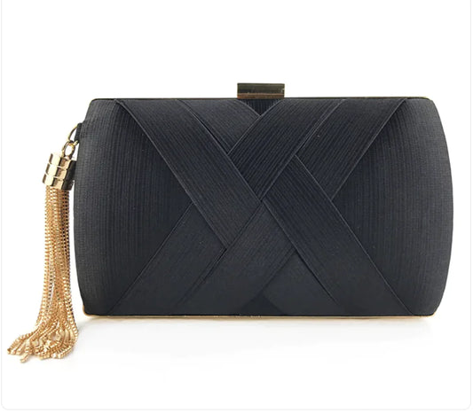 Satin Dinner Clutch with Stylish Tassel Design