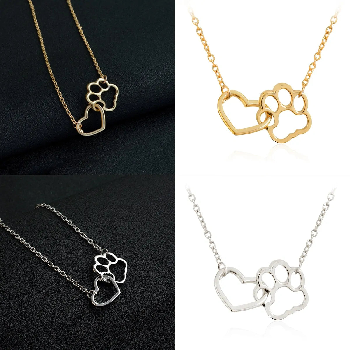 Hollow Pet Paw Footprint Necklaces