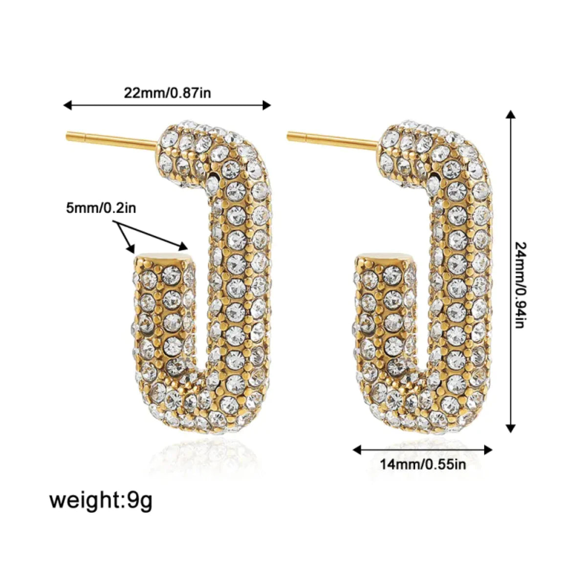 Fashion Diamond Thick Earrings Exquisite Cuban Link Chain Pendant Earrings