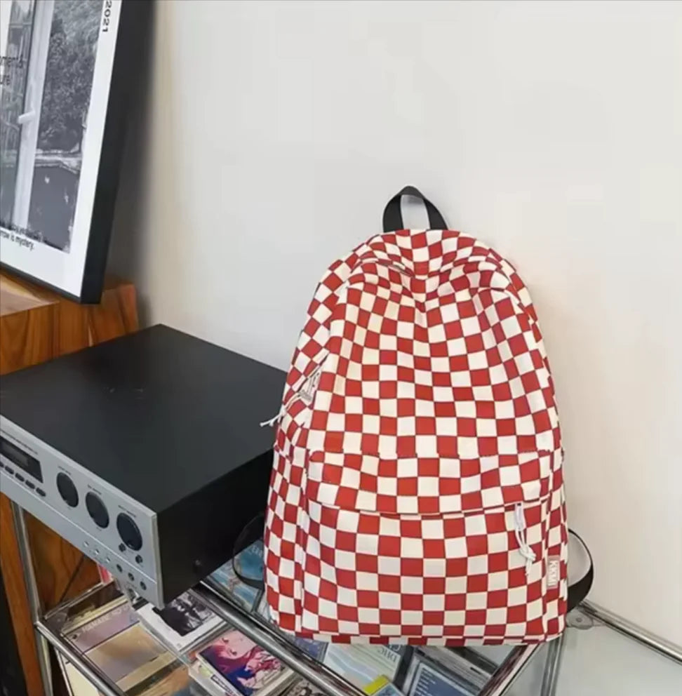 Checkered Colour School Backpack for Boys and Girls - Stylish Japanese Junior High School Bag