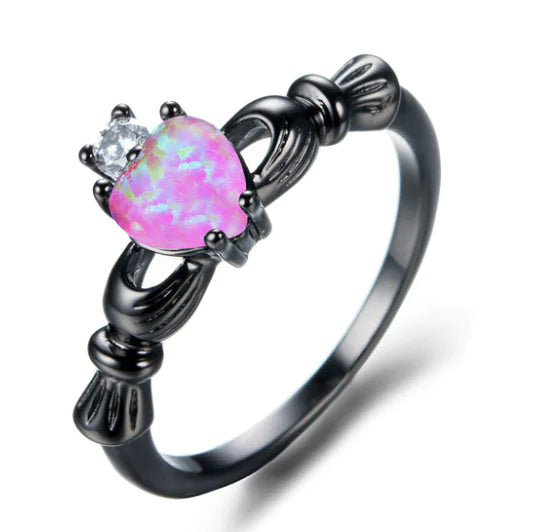 Fire Opal Heart Ring