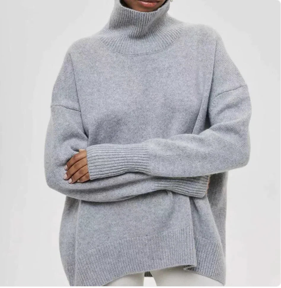 Women's Cozy Long-Sleeve Solid Color Pullover Sweater