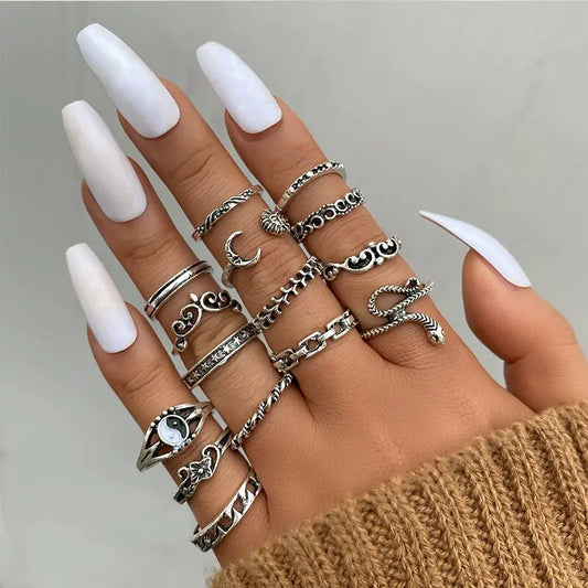 Gothic Chain Rings Set