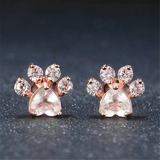 Rose Gold Paw Earrings