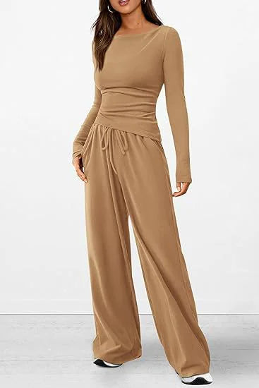 Casual Suit Long-sleeved T-shirt Wide-leg Pants