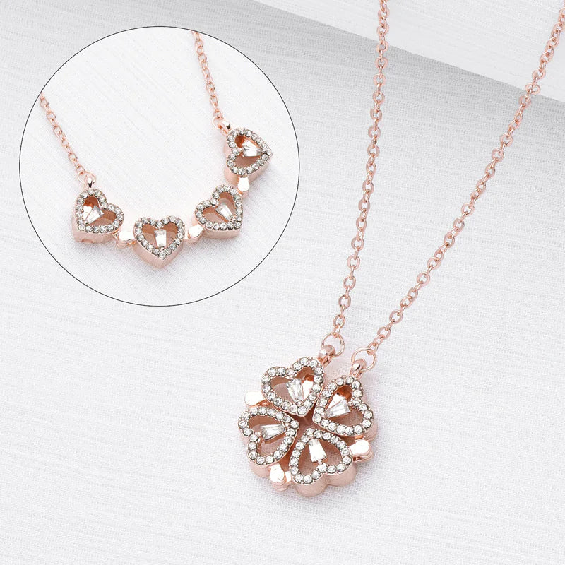 Four-Leaf Clover & Heart Necklace Gift Set - Dainty Gold Jewelry