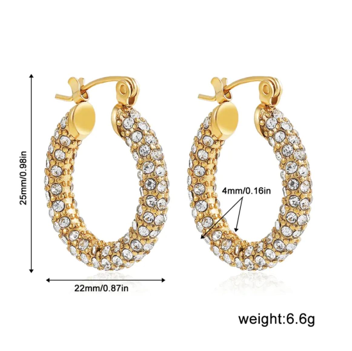 Fashion Diamond Thick Earrings Exquisite Cuban Link Chain Pendant Earrings