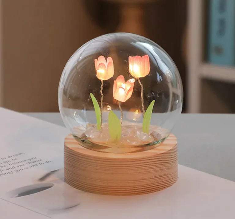 Handmade DIY LED Tulip Flower Night Light – Bedside Table Lamp