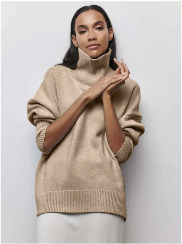 Women's Cozy Long-Sleeve Solid Color Pullover Sweater