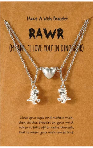 American New Small Dinosaur Love Magnetic Button Necklace Set