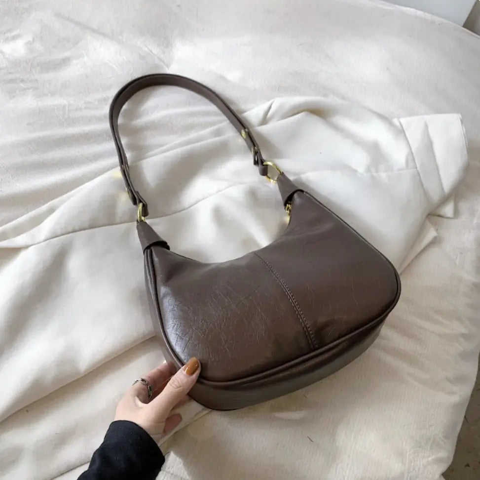 Chic Waxed Leather Crossbody Bag