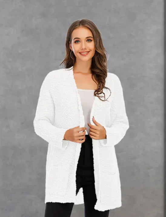 Knitted double pocket cardigan sweater