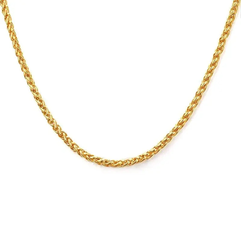 Gold Color Stainless Steel Long Spiga Italian Necklace