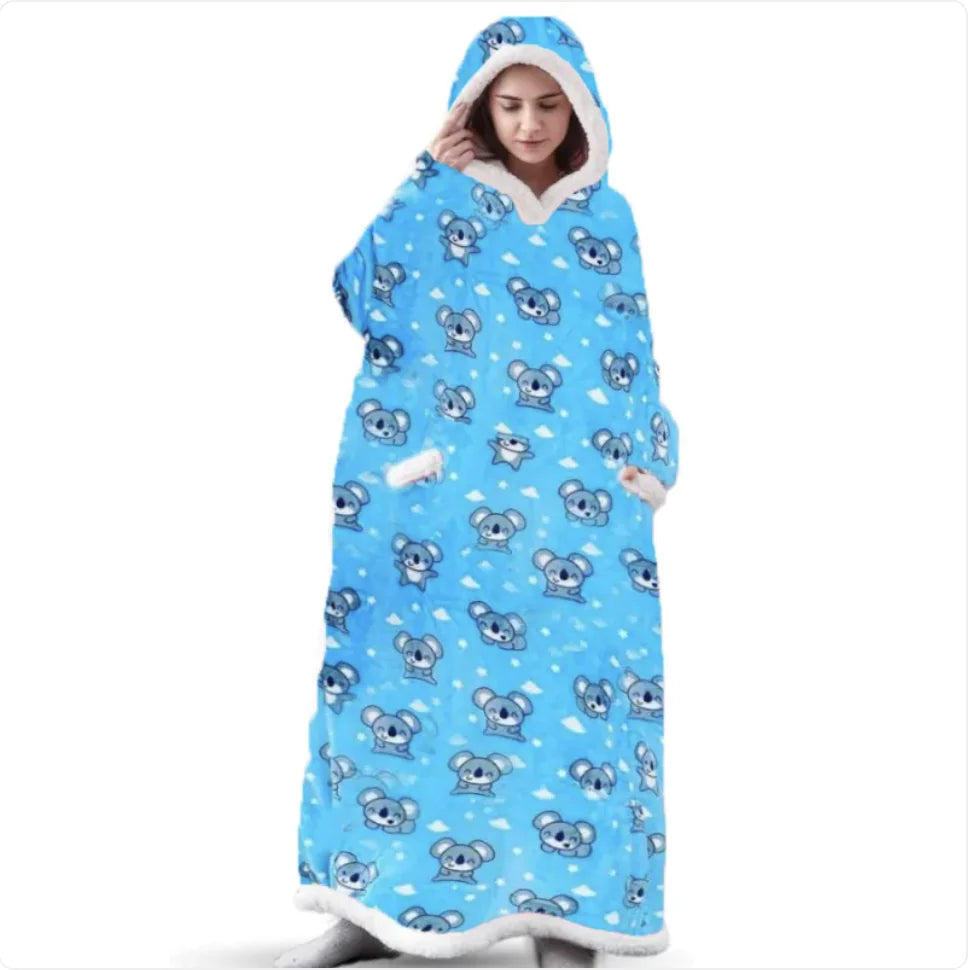 Cozy Hooded Flannel TV Blanket Sweatshirt Pajamas