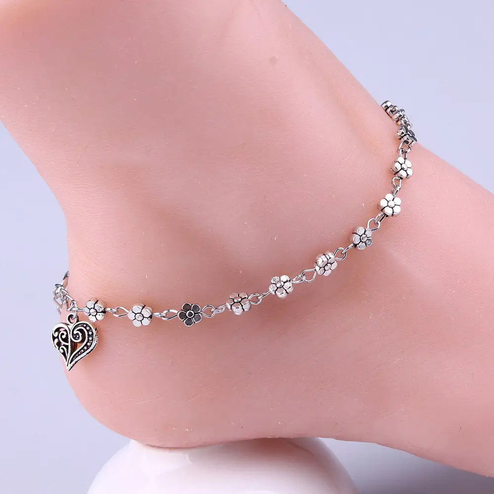 Silver Bead Chain Anklet for Women and Girls