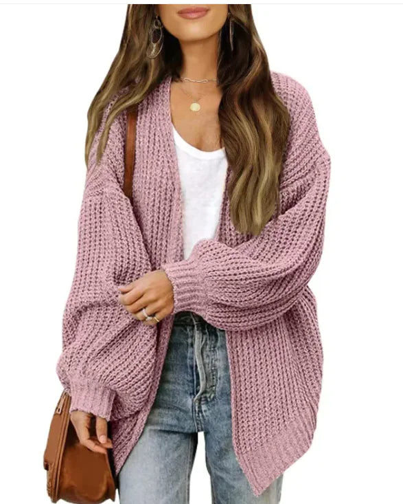 Loose Retro Sweater Coat Women's Mid-length Knitted Cardigan